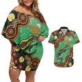 Personalised Australia Goanna NAIDOC Week 2026 Couples Matching Off Shoulder Short Dress and Hawaiian Shirt 50 Years of Deadly Aboriginal Art