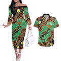 Personalised Australia Goanna NAIDOC Week 2026 Couples Matching Off The Shoulder Long Sleeve Dress and Hawaiian Shirt 50 Years of Deadly Aboriginal Art