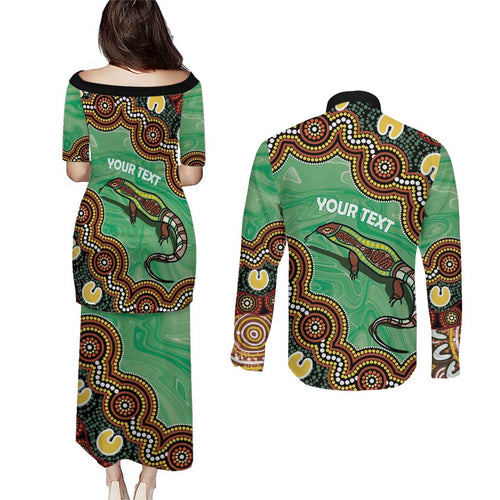 Personalised Australia Goanna NAIDOC Week 2026 Couples Matching Puletasi and Long Sleeve Button Shirt 50 Years of Deadly Aboriginal Art