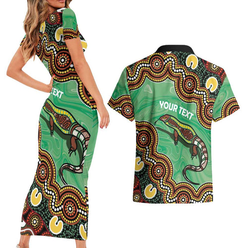Personalised Australia Goanna NAIDOC Week 2026 Couples Matching Short Sleeve Bodycon Dress and Hawaiian Shirt 50 Years of Deadly Aboriginal Art