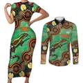 Personalised Australia Goanna NAIDOC Week 2026 Couples Matching Short Sleeve Bodycon Dress and Long Sleeve Button Shirt 50 Years of Deadly Aboriginal Art
