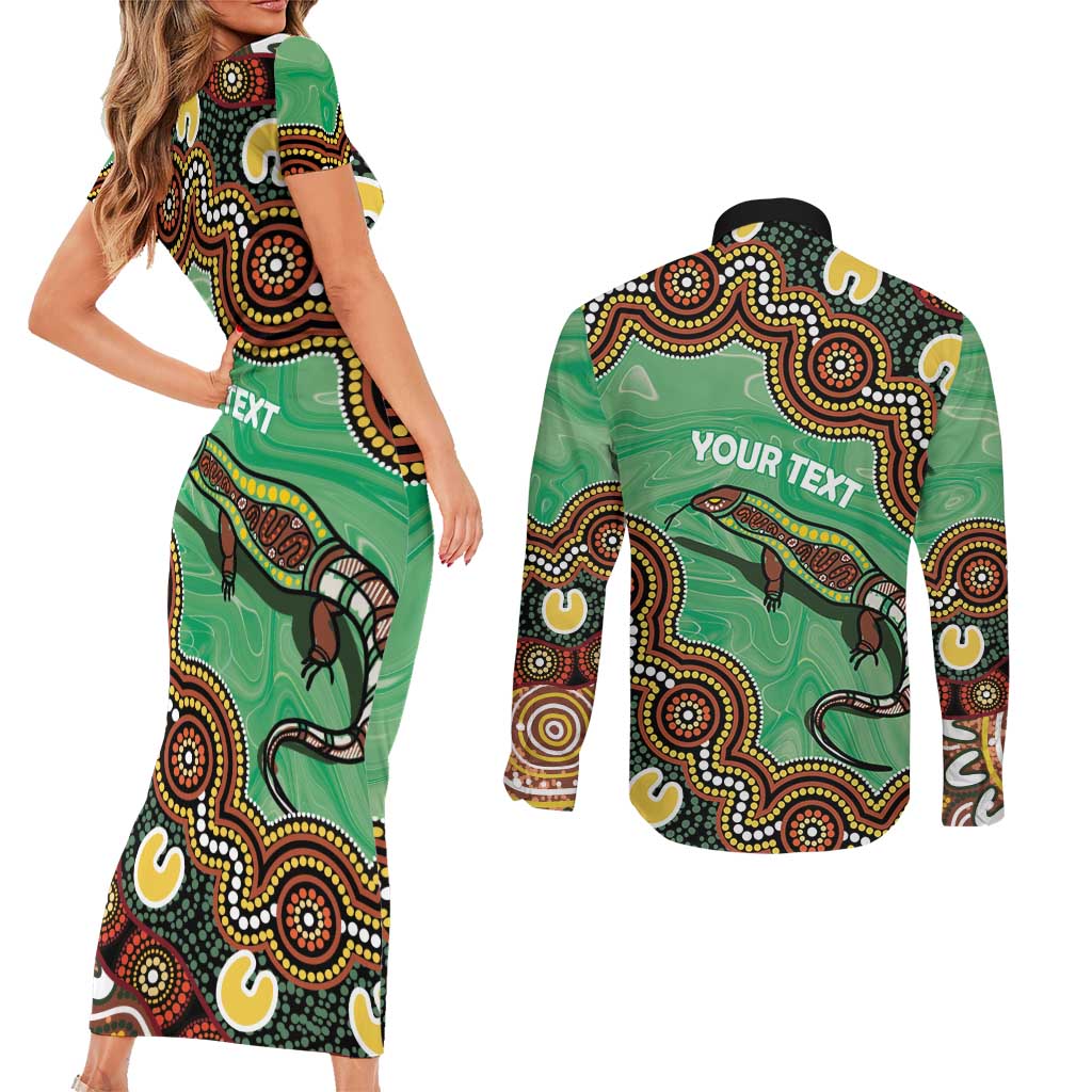 Personalised Australia Goanna NAIDOC Week 2026 Couples Matching Short Sleeve Bodycon Dress and Long Sleeve Button Shirt 50 Years of Deadly Aboriginal Art