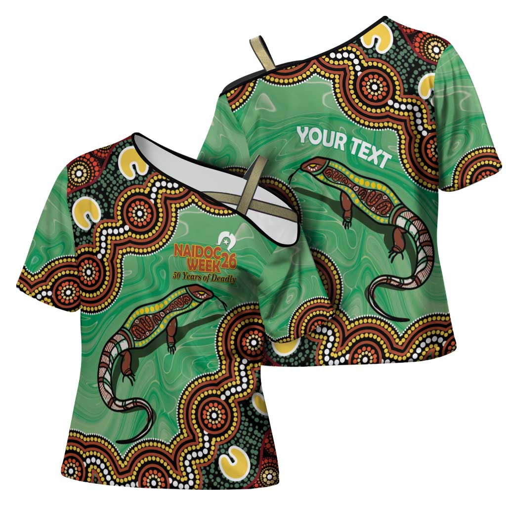Personalised Australia Goanna NAIDOC Week 2026 Cross Shoulder Shirt 50 Years of Deadly Aboriginal Art