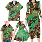 Personalised Australia Goanna NAIDOC Week 2026 Family Matching Long Sleeve Bodycon Dress and Hawaiian Shirt 50 Years of Deadly Aboriginal Art