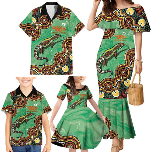 Personalised Australia Goanna NAIDOC Week 2026 Family Matching Mermaid Dress and Hawaiian Shirt 50 Years of Deadly Aboriginal Art