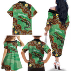 Personalised Australia Goanna NAIDOC Week 2026 Family Matching Off The Shoulder Long Sleeve Dress and Hawaiian Shirt 50 Years of Deadly Aboriginal Art