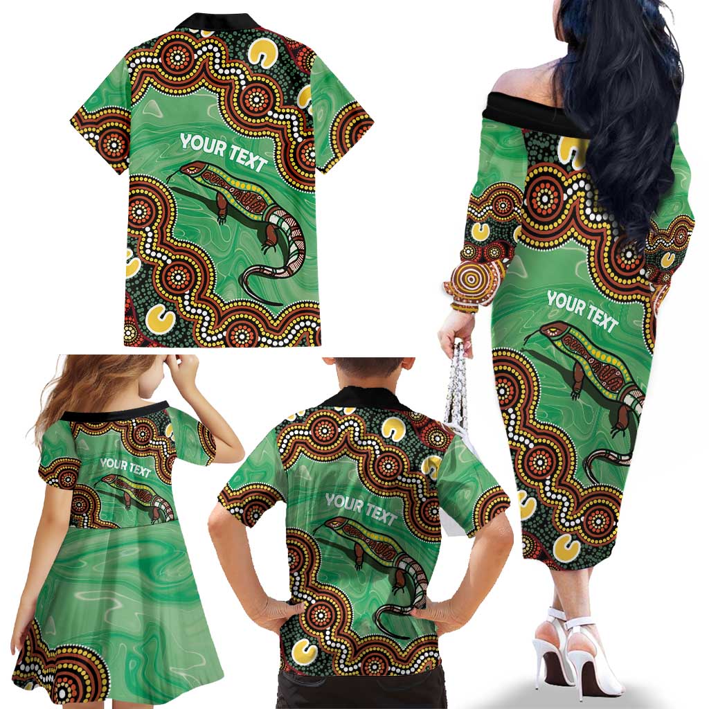 Personalised Australia Goanna NAIDOC Week 2026 Family Matching Off The Shoulder Long Sleeve Dress and Hawaiian Shirt 50 Years of Deadly Aboriginal Art