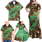Personalised Australia Goanna NAIDOC Week 2026 Family Matching Off Shoulder Maxi Dress and Hawaiian Shirt 50 Years of Deadly Aboriginal Art