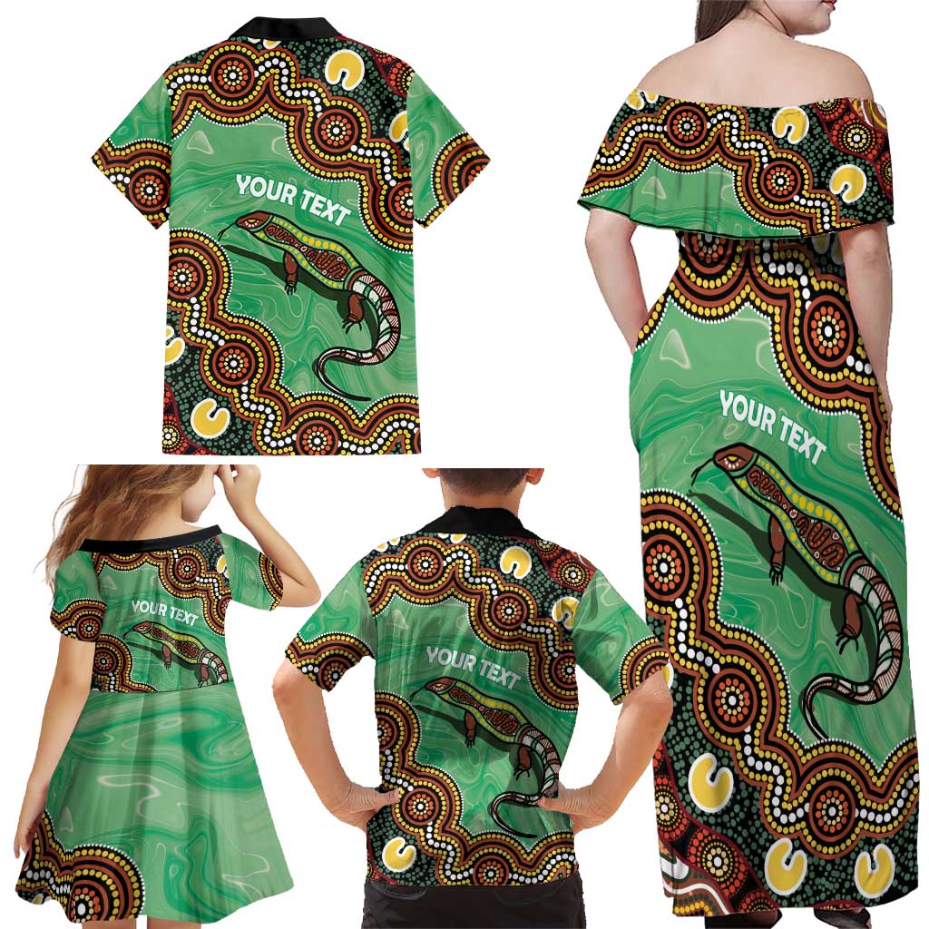 Personalised Australia Goanna NAIDOC Week 2026 Family Matching Off Shoulder Maxi Dress and Hawaiian Shirt 50 Years of Deadly Aboriginal Art