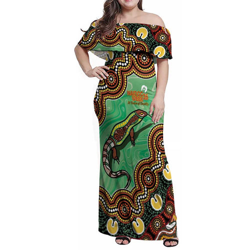 Personalised Australia Goanna NAIDOC Week 2026 Family Matching Off Shoulder Maxi Dress and Hawaiian Shirt 50 Years of Deadly Aboriginal Art
