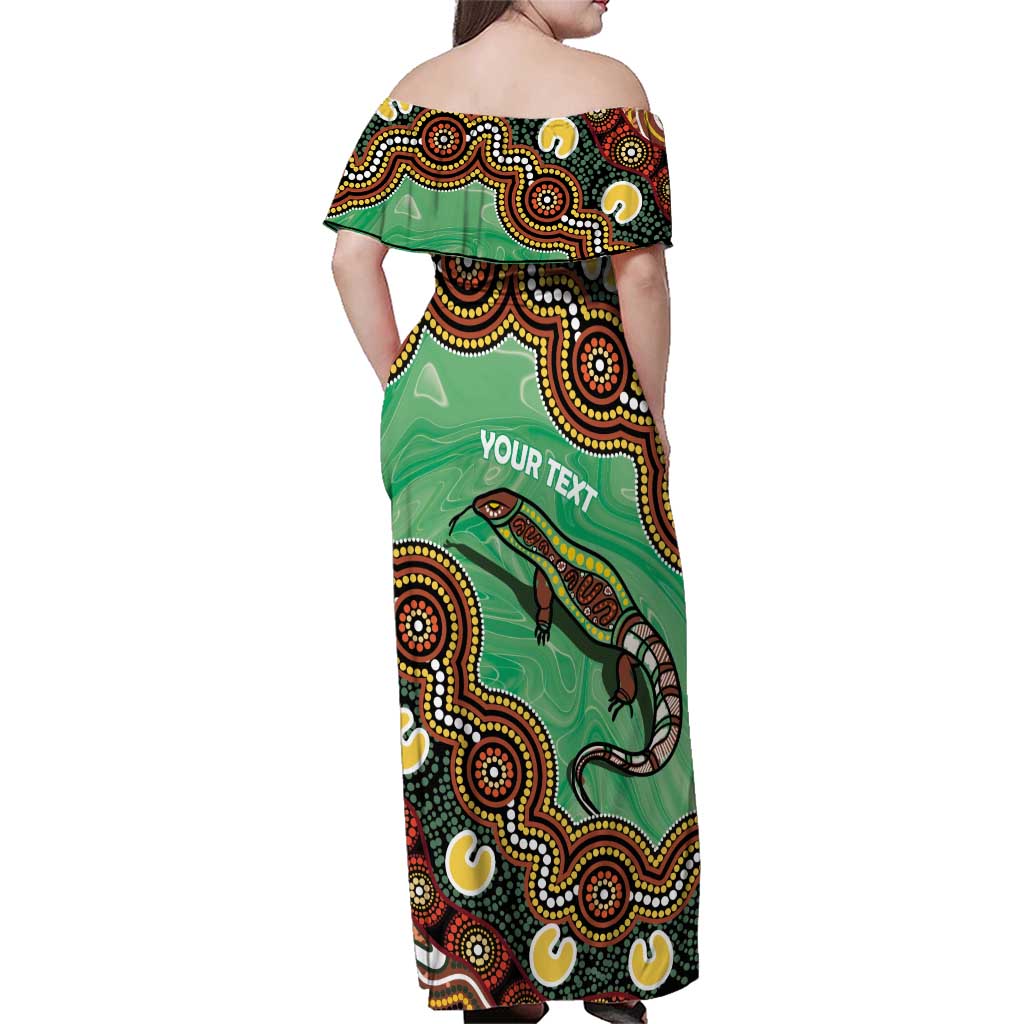 Personalised Australia Goanna NAIDOC Week 2026 Family Matching Off Shoulder Maxi Dress and Hawaiian Shirt 50 Years of Deadly Aboriginal Art