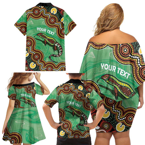 Personalised Australia Goanna NAIDOC Week 2026 Family Matching Off Shoulder Short Dress and Hawaiian Shirt 50 Years of Deadly Aboriginal Art