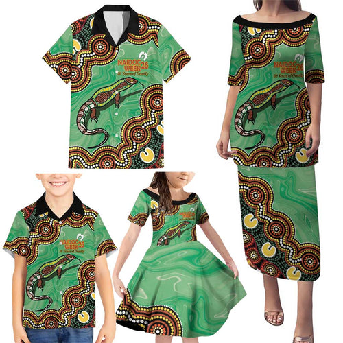 Personalised Australia Goanna NAIDOC Week 2026 Family Matching Puletasi and Hawaiian Shirt 50 Years of Deadly Aboriginal Art