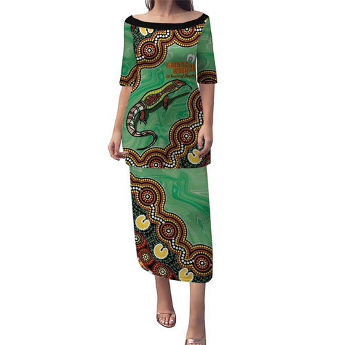 Personalised Australia Goanna NAIDOC Week 2026 Family Matching Puletasi and Hawaiian Shirt 50 Years of Deadly Aboriginal Art