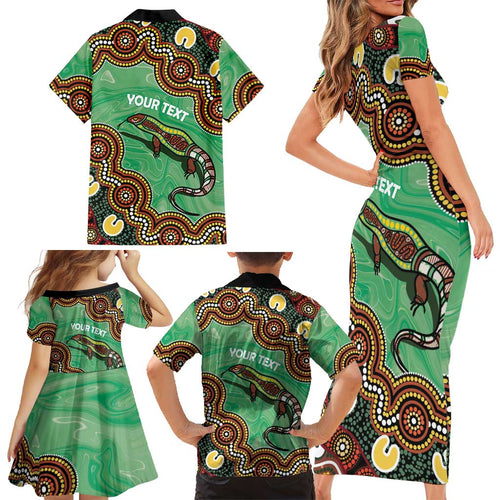 Personalised Australia Goanna NAIDOC Week 2026 Family Matching Short Sleeve Bodycon Dress and Hawaiian Shirt 50 Years of Deadly Aboriginal Art
