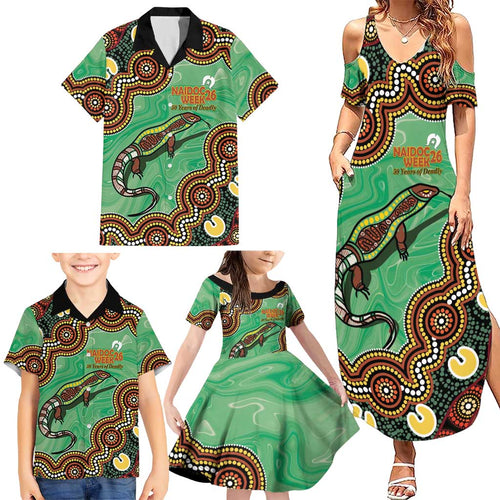 Personalised Australia Goanna NAIDOC Week 2026 Family Matching Summer Maxi Dress and Hawaiian Shirt 50 Years of Deadly Aboriginal Art