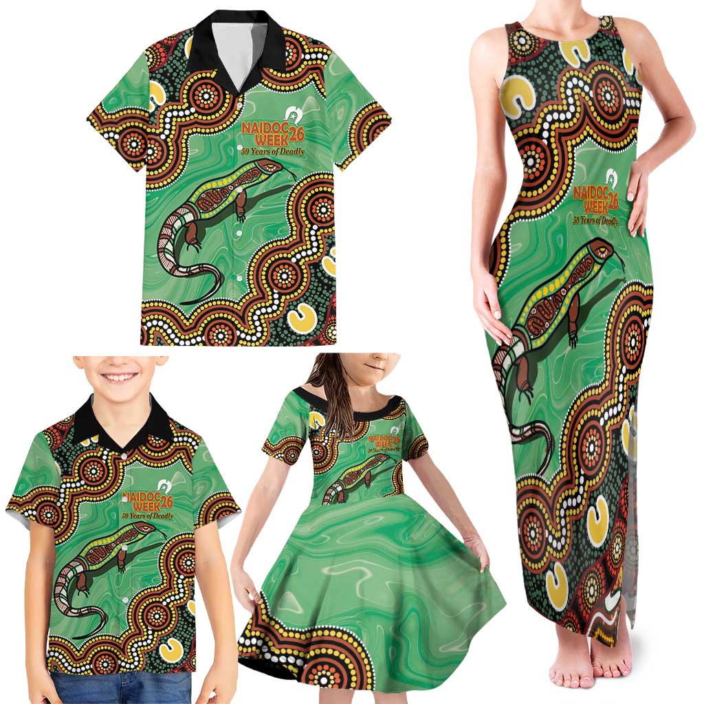 Personalised Australia Goanna NAIDOC Week 2026 Family Matching Tank Maxi Dress and Hawaiian Shirt 50 Years of Deadly Aboriginal Art