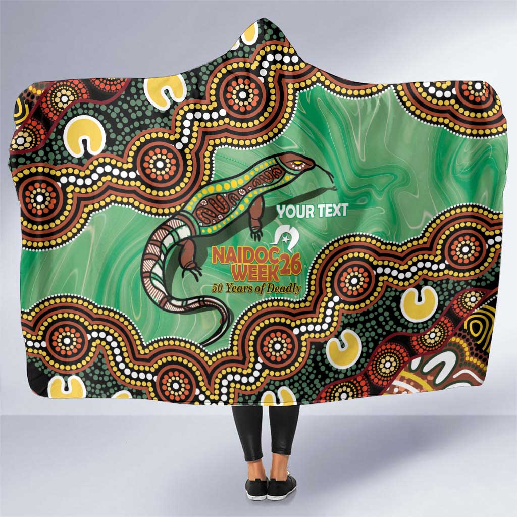 Personalised Australia Goanna NAIDOC Week 2026 Hooded Blanket 50 Years of Deadly Aboriginal Art
