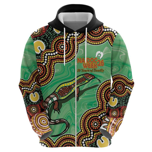 Personalised Australia Goanna NAIDOC Week 2026 Hoodie 50 Years of Deadly Aboriginal Art