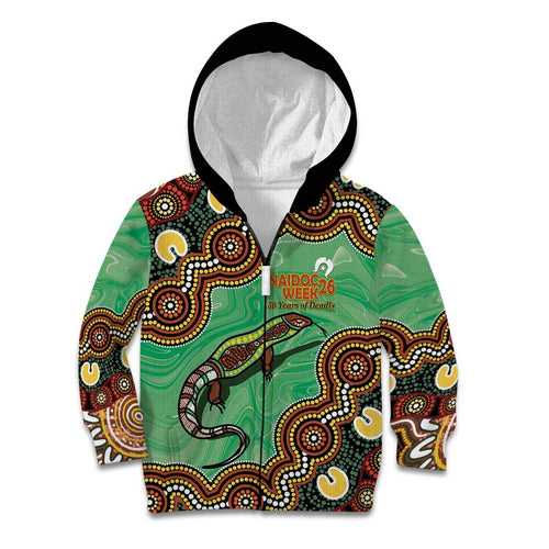 Personalised Australia Goanna NAIDOC Week 2026 Kid Hoodie 50 Years of Deadly Aboriginal Art
