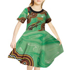 Personalised Australia Goanna NAIDOC Week 2026 Kid Short Sleeve Dress 50 Years of Deadly Aboriginal Art