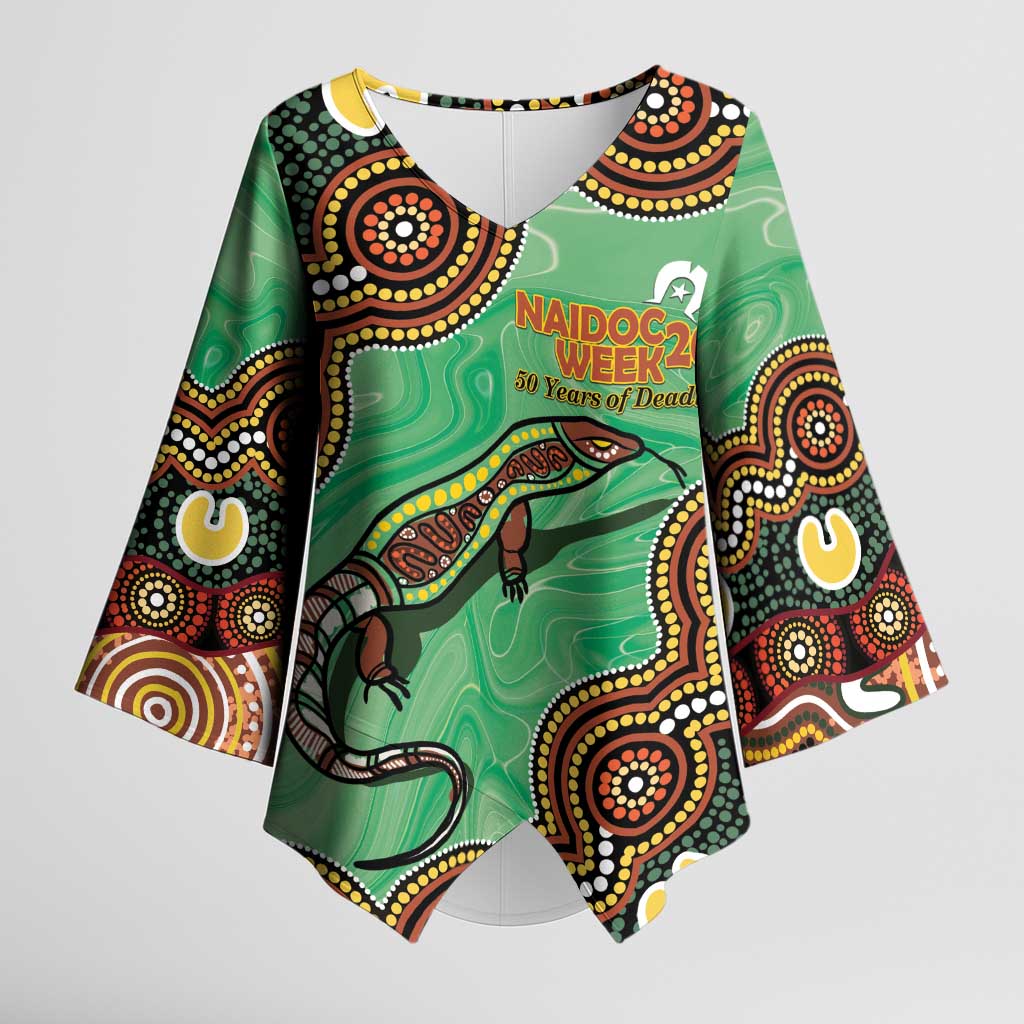 Personalised Australia Goanna NAIDOC Week 2026 Kimono Sleeve Blouse 50 Years of Deadly Aboriginal Art