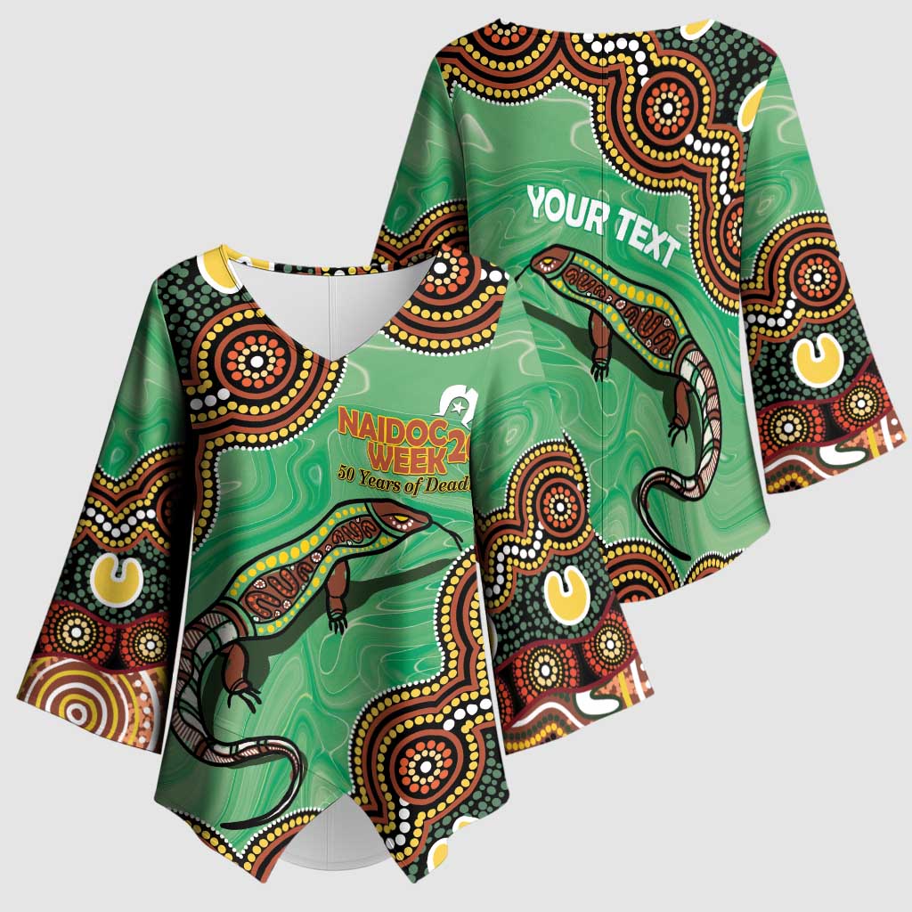 Personalised Australia Goanna NAIDOC Week 2026 Kimono Sleeve Blouse 50 Years of Deadly Aboriginal Art