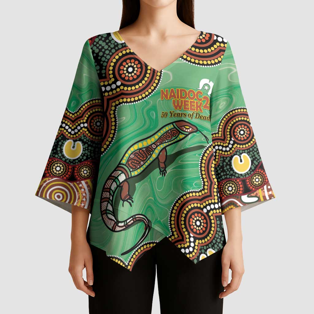 Personalised Australia Goanna NAIDOC Week 2026 Kimono Sleeve Blouse 50 Years of Deadly Aboriginal Art