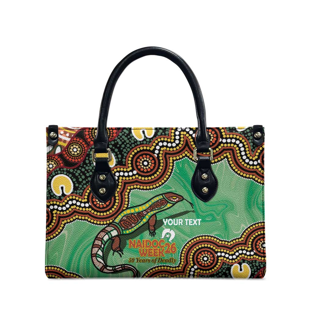 Personalised Australia Goanna NAIDOC Week 2026 Leather Bag 50 Years of Deadly Aboriginal Art