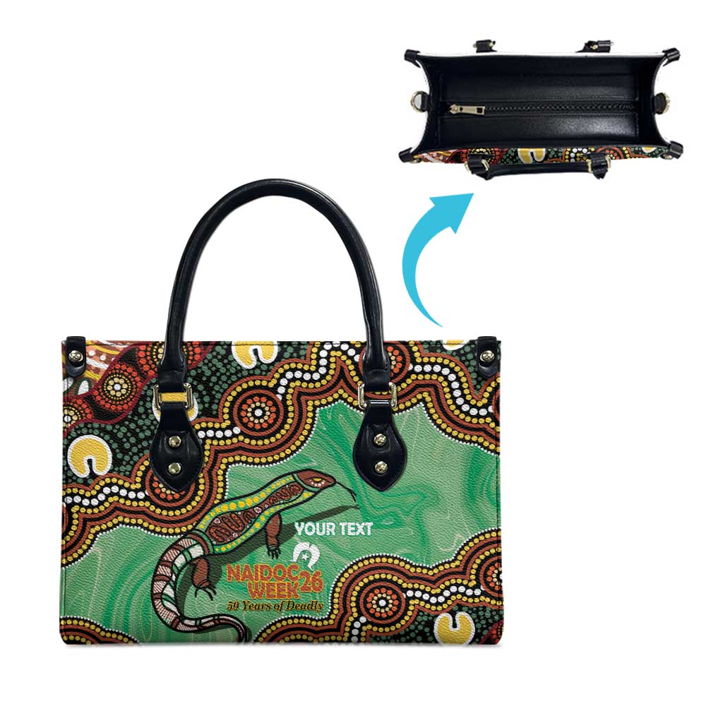 Personalised Australia Goanna NAIDOC Week 2026 Leather Bag 50 Years of Deadly Aboriginal Art