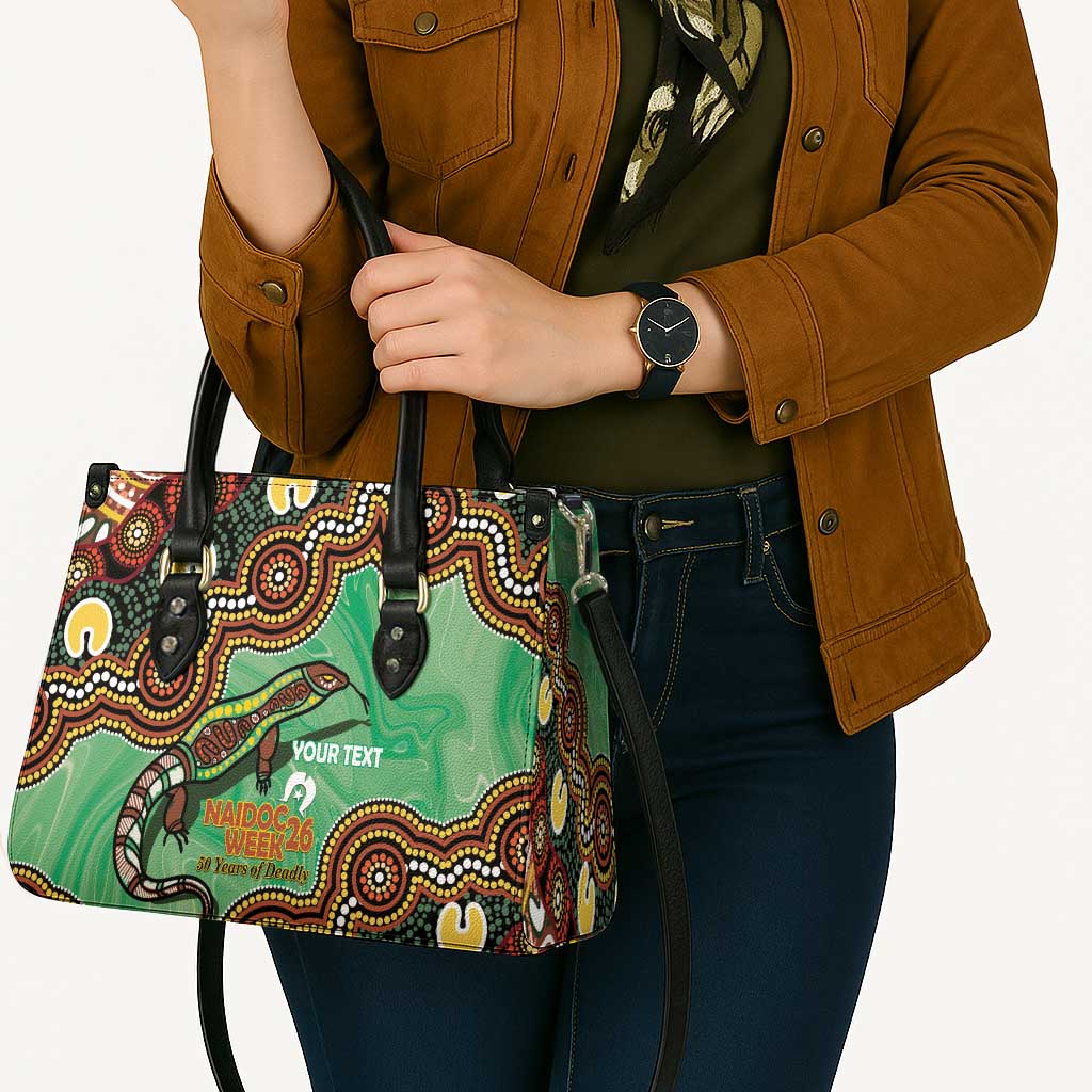 Personalised Australia Goanna NAIDOC Week 2026 Leather Bag 50 Years of Deadly Aboriginal Art