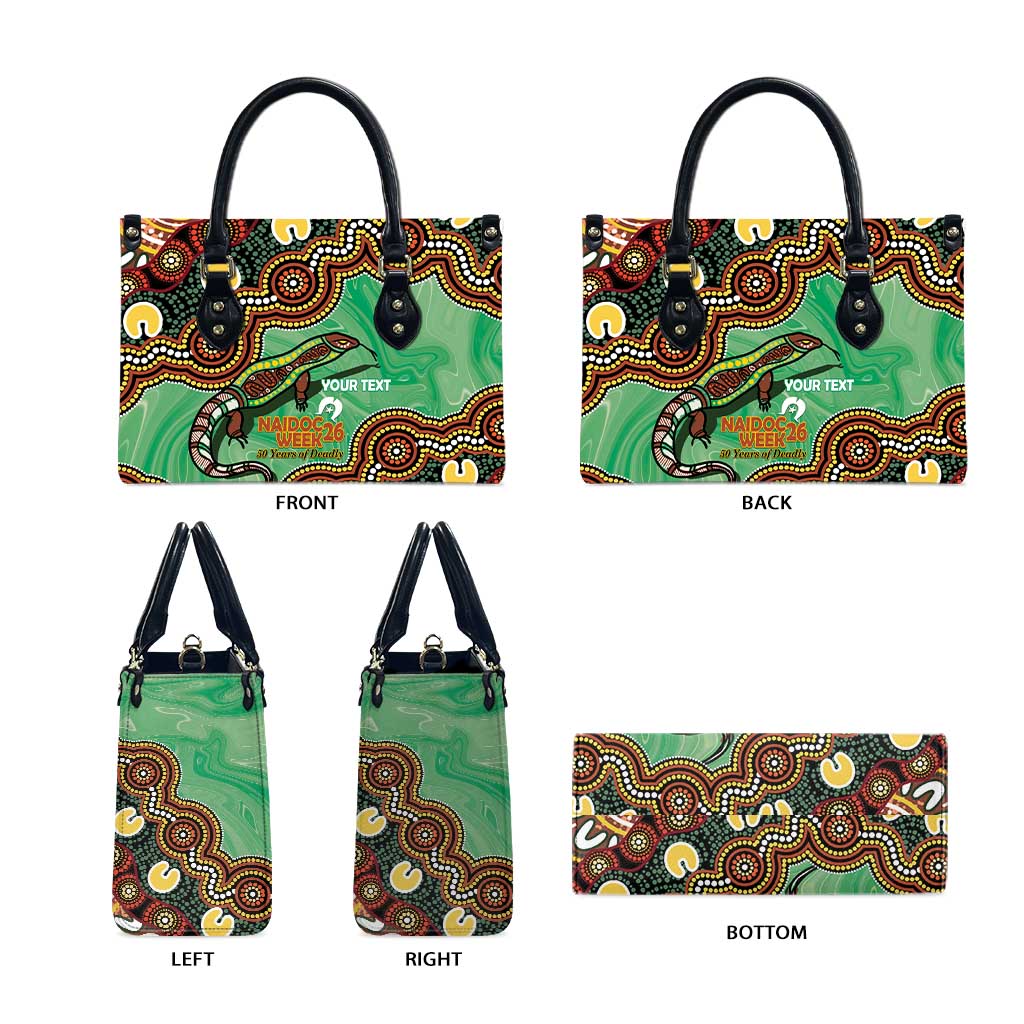 Personalised Australia Goanna NAIDOC Week 2026 Leather Bag 50 Years of Deadly Aboriginal Art