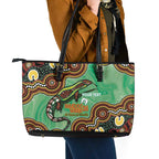 Personalised Australia Goanna NAIDOC Week 2026 Leather Tote Bag 50 Years of Deadly Aboriginal Art