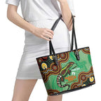 Personalised Australia Goanna NAIDOC Week 2026 Leather Tote Bag 50 Years of Deadly Aboriginal Art