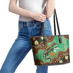Personalised Australia Goanna NAIDOC Week 2026 Leather Tote Bag 50 Years of Deadly Aboriginal Art