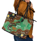 Personalised Australia Goanna NAIDOC Week 2026 Leather Tote Bag 50 Years of Deadly Aboriginal Art