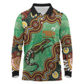 Personalised Australia Goanna NAIDOC Week 2026 Long Sleeve Polo Shirt 50 Years of Deadly Aboriginal Art