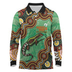 Personalised Australia Goanna NAIDOC Week 2026 Long Sleeve Polo Shirt 50 Years of Deadly Aboriginal Art