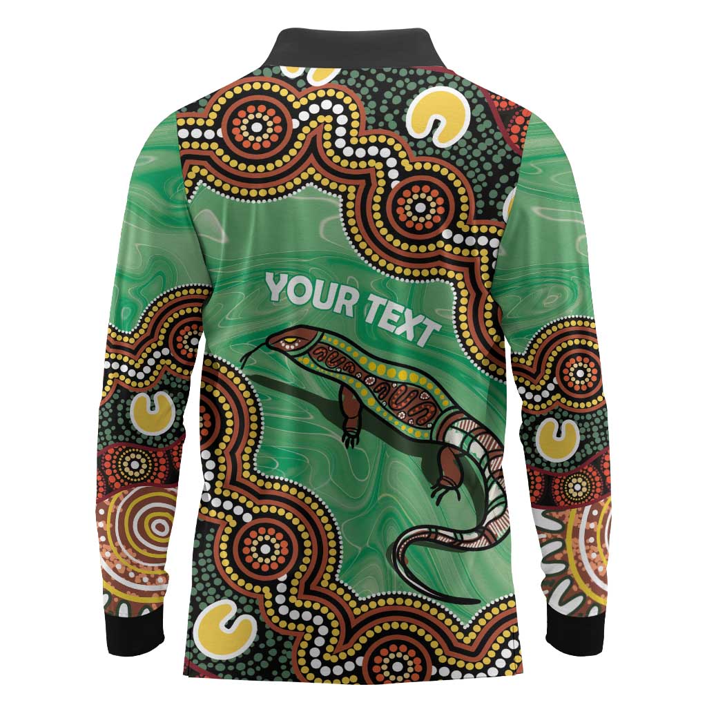 Personalised Australia Goanna NAIDOC Week 2026 Long Sleeve Polo Shirt 50 Years of Deadly Aboriginal Art