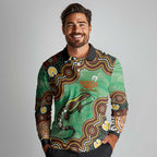 Personalised Australia Goanna NAIDOC Week 2026 Long Sleeve Polo Shirt 50 Years of Deadly Aboriginal Art