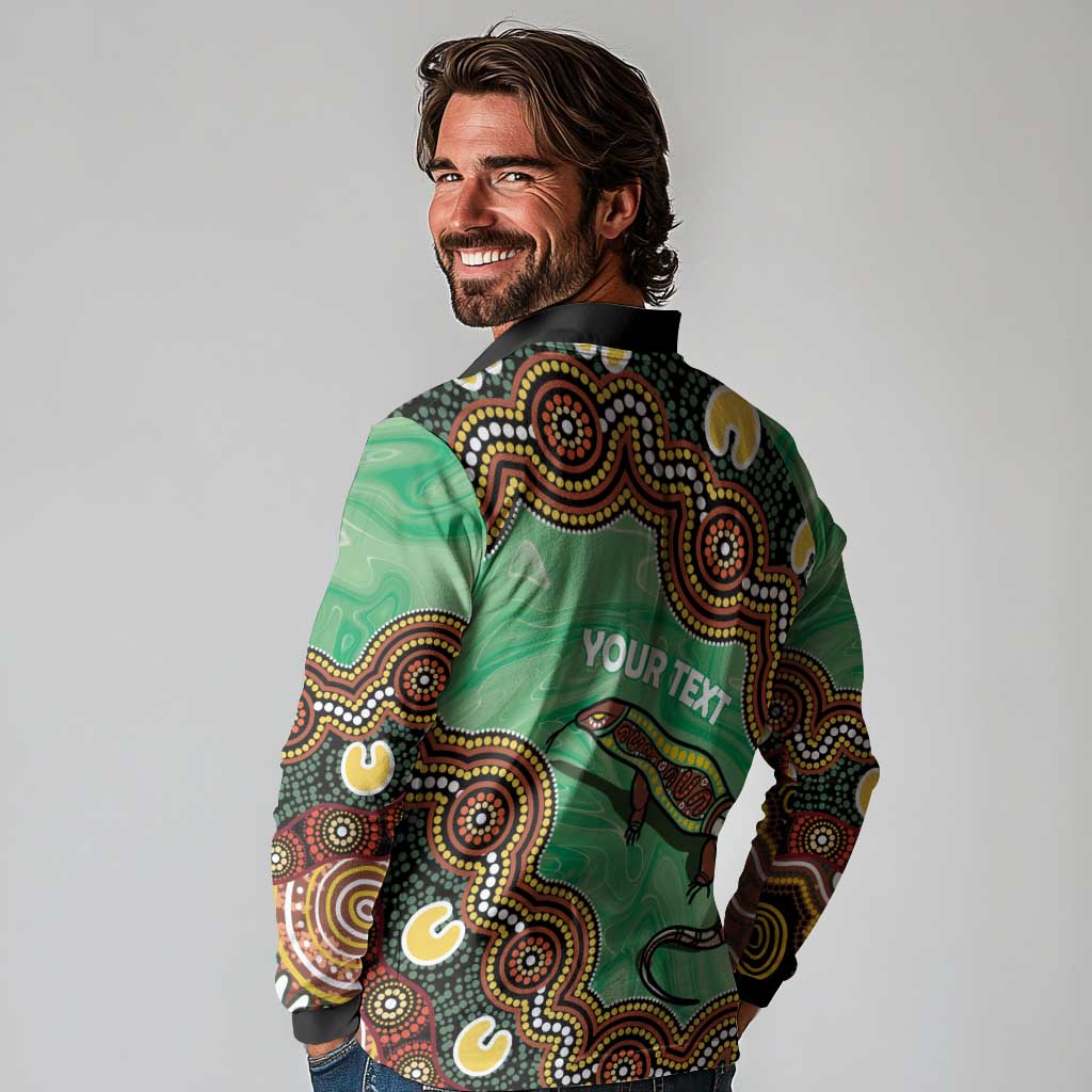 Personalised Australia Goanna NAIDOC Week 2026 Long Sleeve Polo Shirt 50 Years of Deadly Aboriginal Art