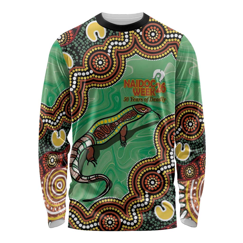 Personalised Australia Goanna NAIDOC Week 2026 Long Sleeve Shirt 50 Years of Deadly Aboriginal Art
