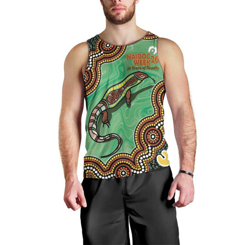 Personalised Australia Goanna NAIDOC Week 2026 Men Tank Top 50 Years of Deadly Aboriginal Art