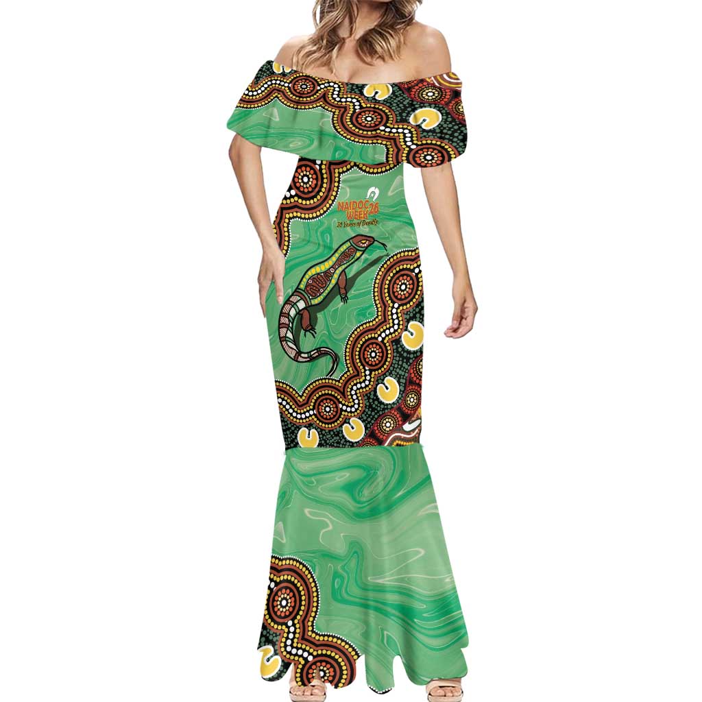 Personalised Australia Goanna NAIDOC Week 2026 Mermaid Dress 50 Years of Deadly Aboriginal Art