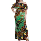 Personalised Australia Goanna NAIDOC Week 2026 Off Shoulder Maxi Dress 50 Years of Deadly Aboriginal Art