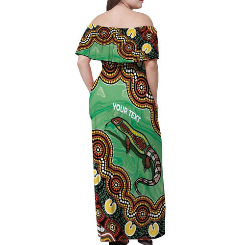 Personalised Australia Goanna NAIDOC Week 2026 Off Shoulder Maxi Dress 50 Years of Deadly Aboriginal Art