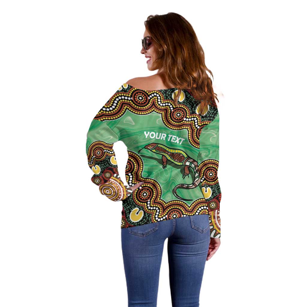 Personalised Australia Goanna NAIDOC Week 2026 Off Shoulder Sweater 50 Years of Deadly Aboriginal Art