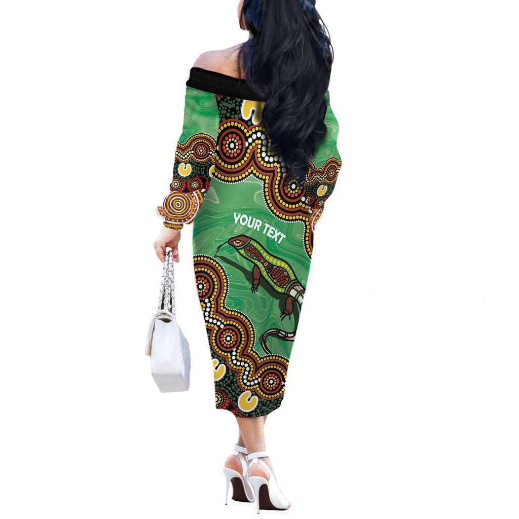 Personalised Australia Goanna NAIDOC Week 2026 Off The Shoulder Long Sleeve Dress 50 Years of Deadly Aboriginal Art