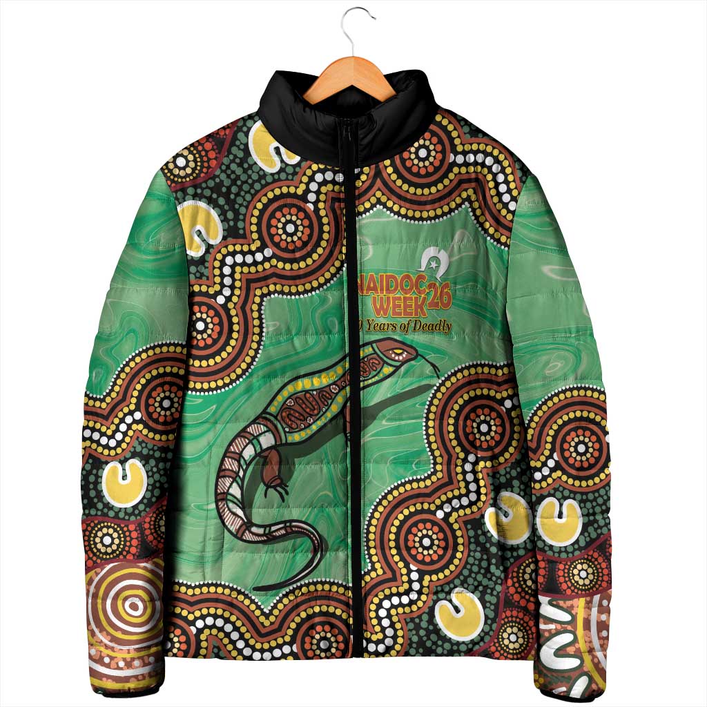 Personalised Australia Goanna NAIDOC Week 2026 Padded Jacket 50 Years of Deadly Aboriginal Art