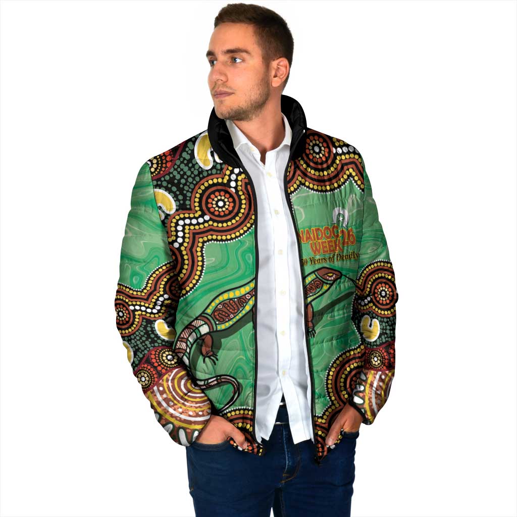 Personalised Australia Goanna NAIDOC Week 2026 Padded Jacket 50 Years of Deadly Aboriginal Art